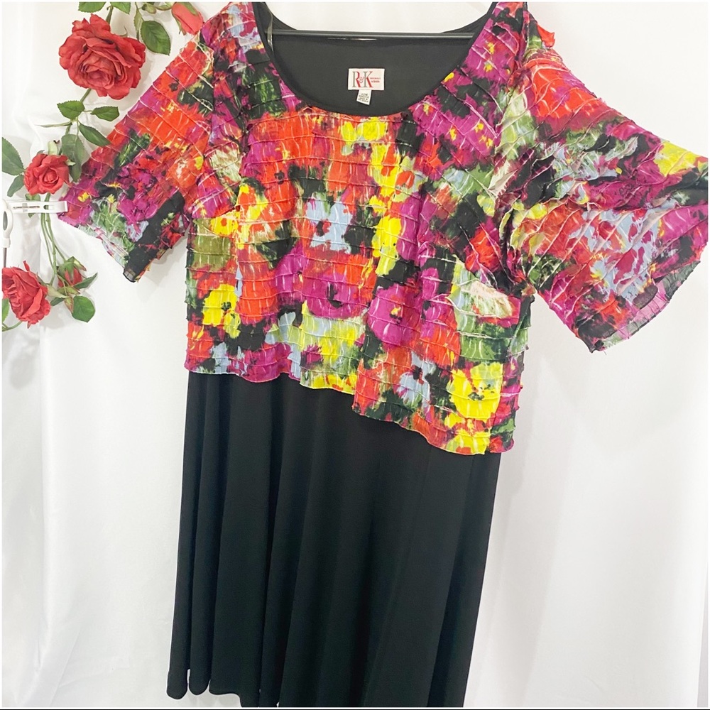 💋3/$20💋 R&K Originals Colorful Floral Ruffles Midi Dress